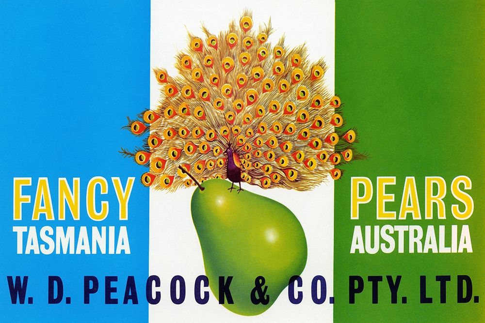 Peacock Pears art print by Retrolabel for $57.95 CAD