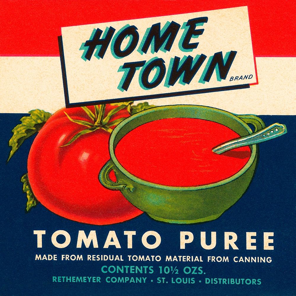 Home Town Brand Tomato Puree art print by Retrolabel for $57.95 CAD