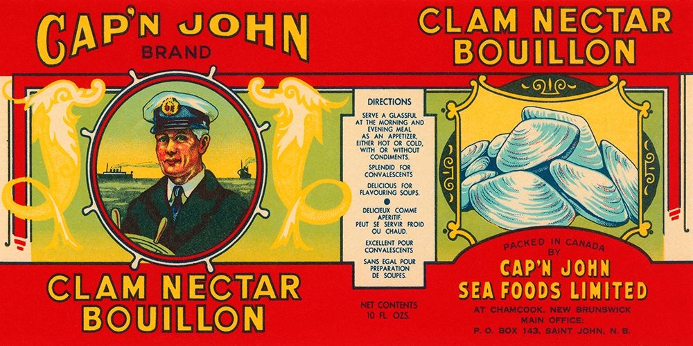 Capn John Brand Clam Nectar Bouillon art print by Retrolabel for $57.95 CAD