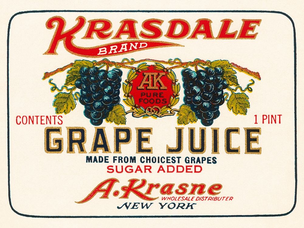 Kransdale Brand Grape Juice art print by Retrolabel for $57.95 CAD