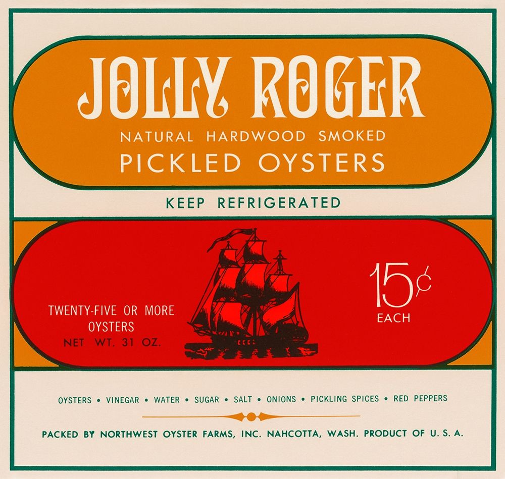 Jolly Roger Pickled Oysters art print by Retrolabel for $57.95 CAD