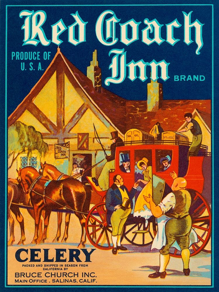 Red Coach Inn Celery art print by Retrolabel for $57.95 CAD