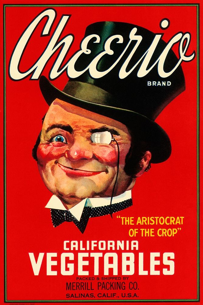 Cheerio Brand California Vegetables art print by Retrolabel for $57.95 CAD
