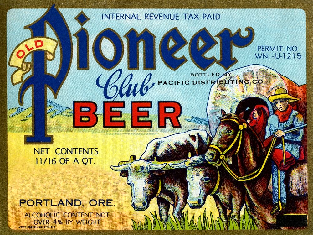 Old Pioneer Club Beer art print by Vintage Booze Labels for $57.95 CAD