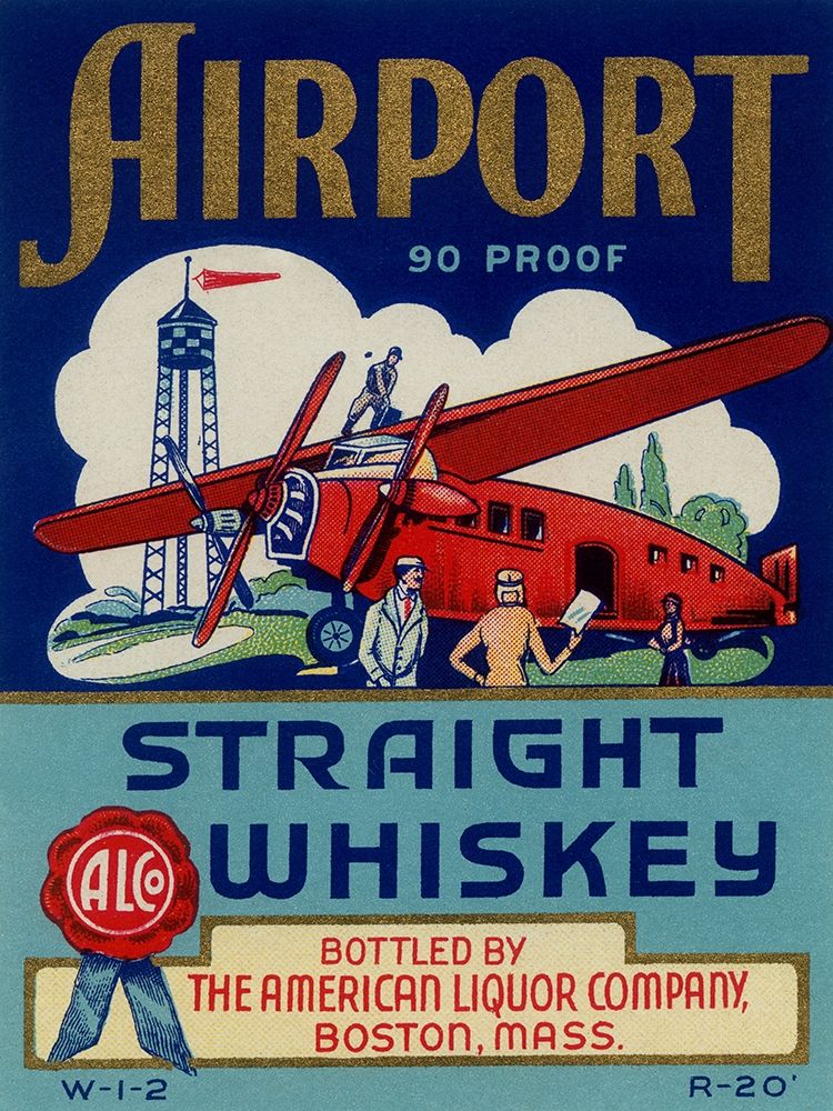 Airport Straight Whiskey art print by Vintage Booze Labels for $57.95 CAD