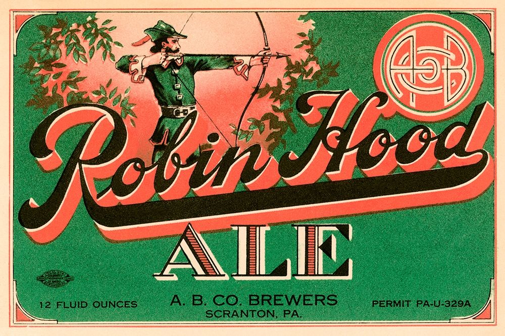 Robin Hood Ale art print by Vintage Booze Labels for $57.95 CAD