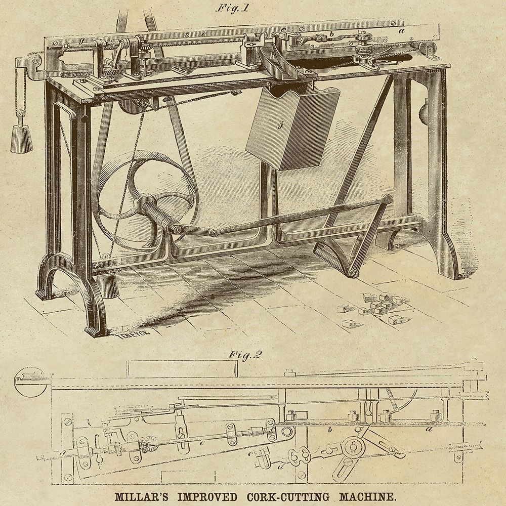 Millars Improved Cork Cutting Machine art print by Inventions for $57.95 CAD