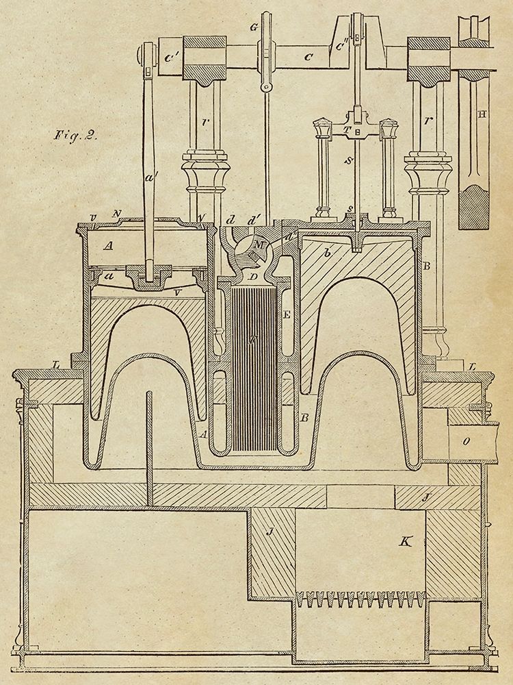 Steam Power Piston Chamber Cutaway art print by Inventions for $57.95 CAD