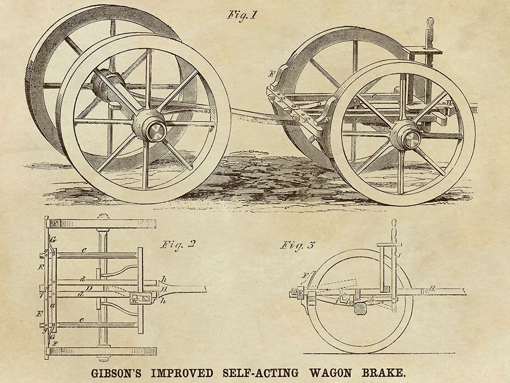 Gibsons Improved Self-Acting Wagon Brake art print by Inventions for $57.95 CAD