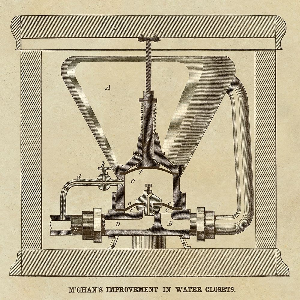MGhans Improvement in Water Closets art print by Inventions for $57.95 CAD