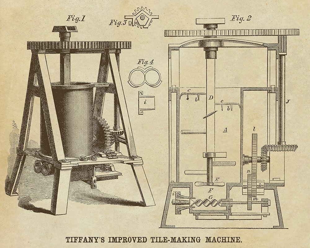 Tiffanys Improved Tile Making Machine art print by Inventions for $57.95 CAD