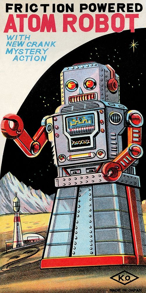 Friction Powered Atom Robot art print by Retrobot for $57.95 CAD