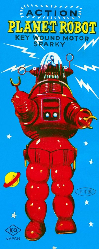 Action Planet Robot art print by Retrobot for $57.95 CAD