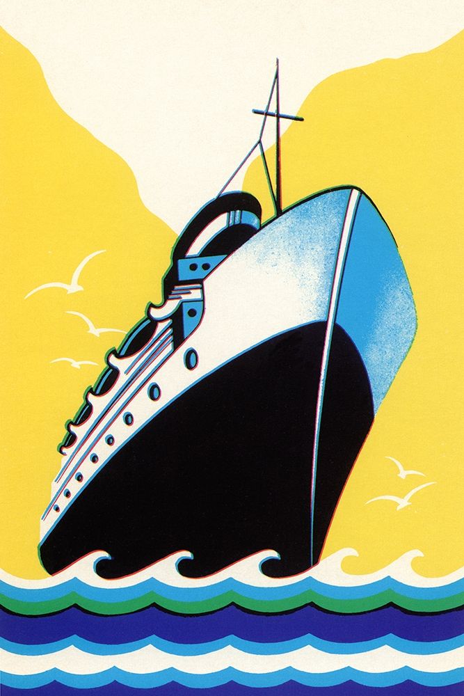 Steamship Cruise liner Boom Label art print by Retrotravel for $57.95 CAD
