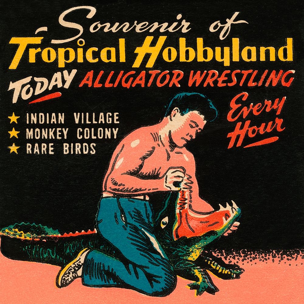 Tropical Hobbyland - Alligator Wrestling art print by Retrotravel for $57.95 CAD