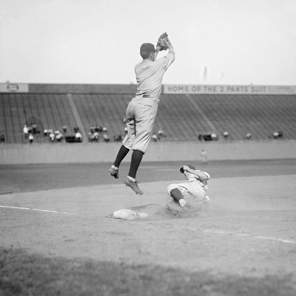 Sliding into Third art print by Vintage Sports for $57.95 CAD