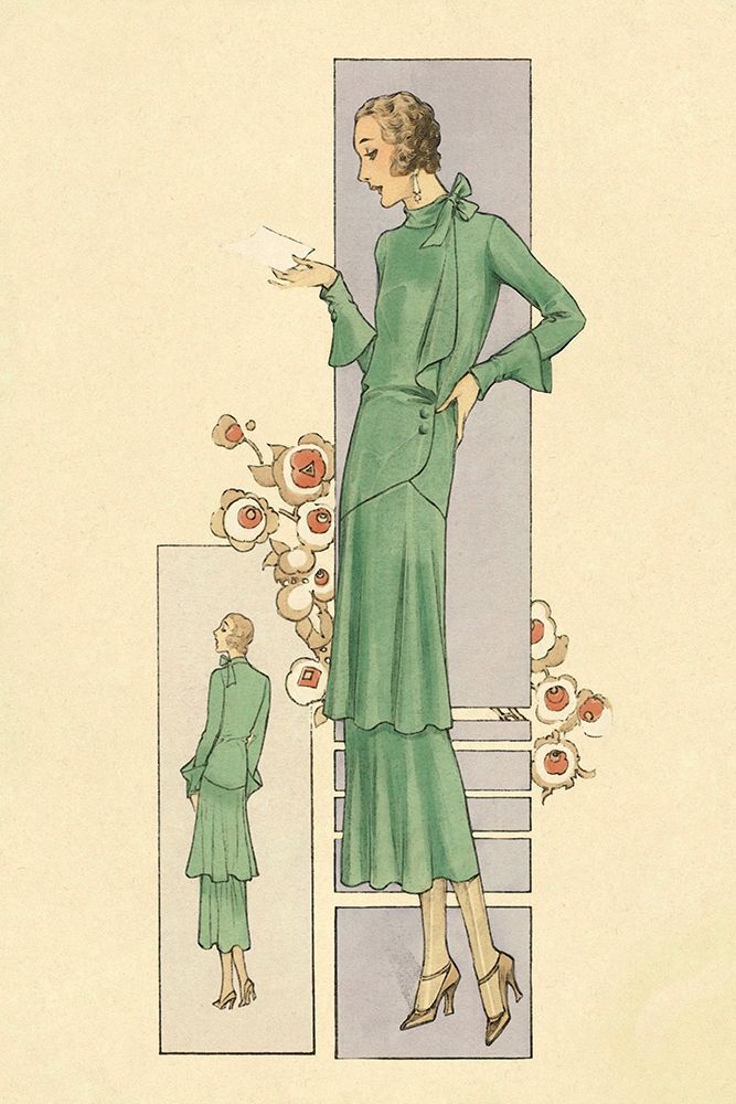 Emerald Dress for a Sunday Brunch art print by Vintage Fashion for $57.95 CAD