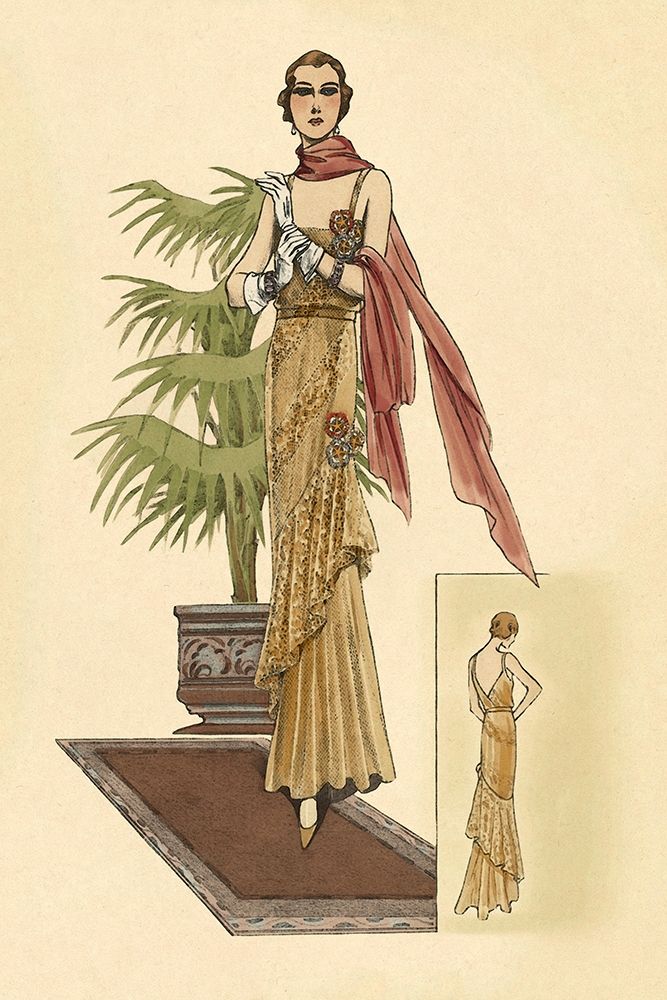 Summer Dress with Pink Wrap art print by Vintage Fashion for $57.95 CAD