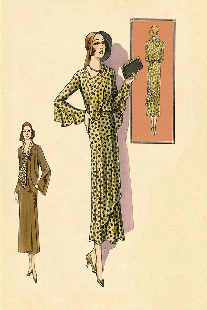 Ruffled Autumn Dress and Overcoat art print by Vintage Fashion for $57.95 CAD