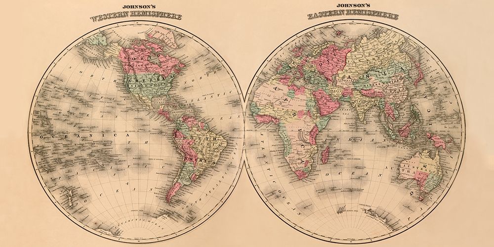 Johnsons World Map art print by A.J. Johnson for $57.95 CAD