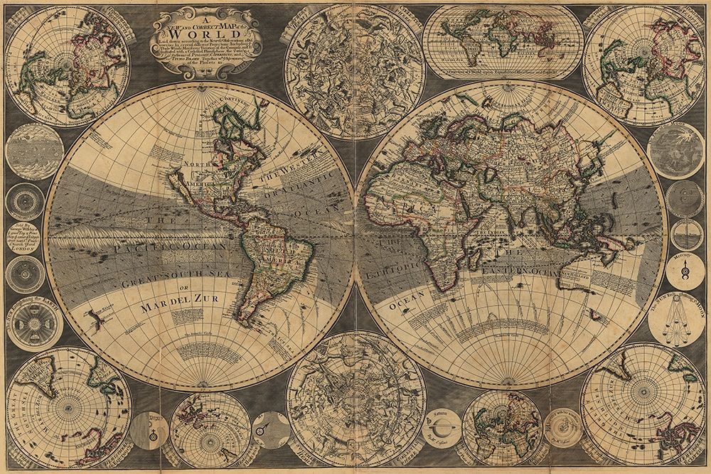 World Map with Planets art print by W. Godson for $57.95 CAD