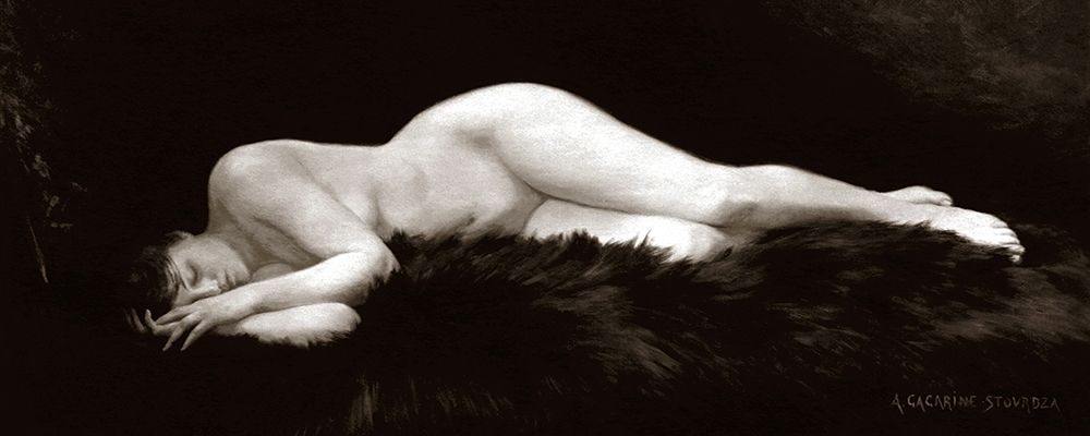 Asleep on a Fur Rug art print by Vintage Nudes for $57.95 CAD