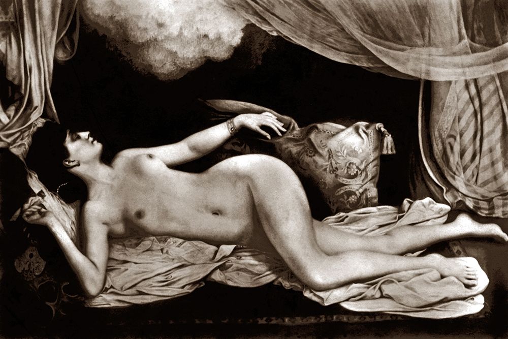 Exotic Nude with Curtains art print by Vintage Nudes for $57.95 CAD