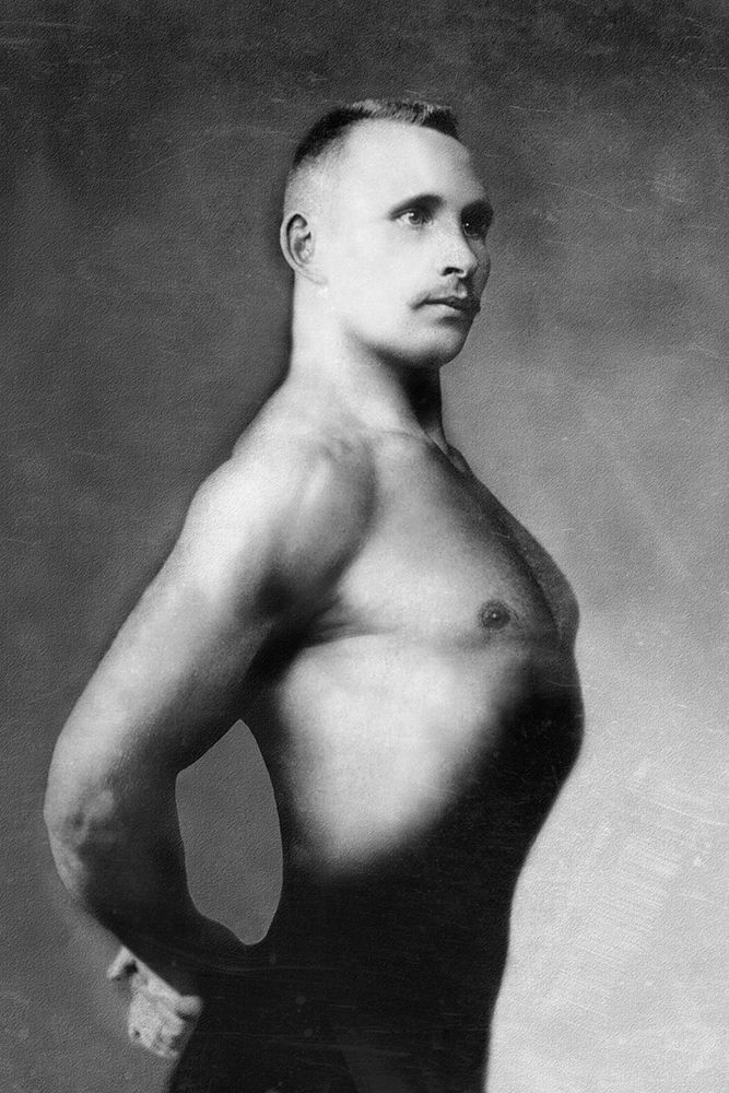 Right Profile of Bodybuilder from the Waist Up art print by Vintage Muscle Men for $57.95 CAD