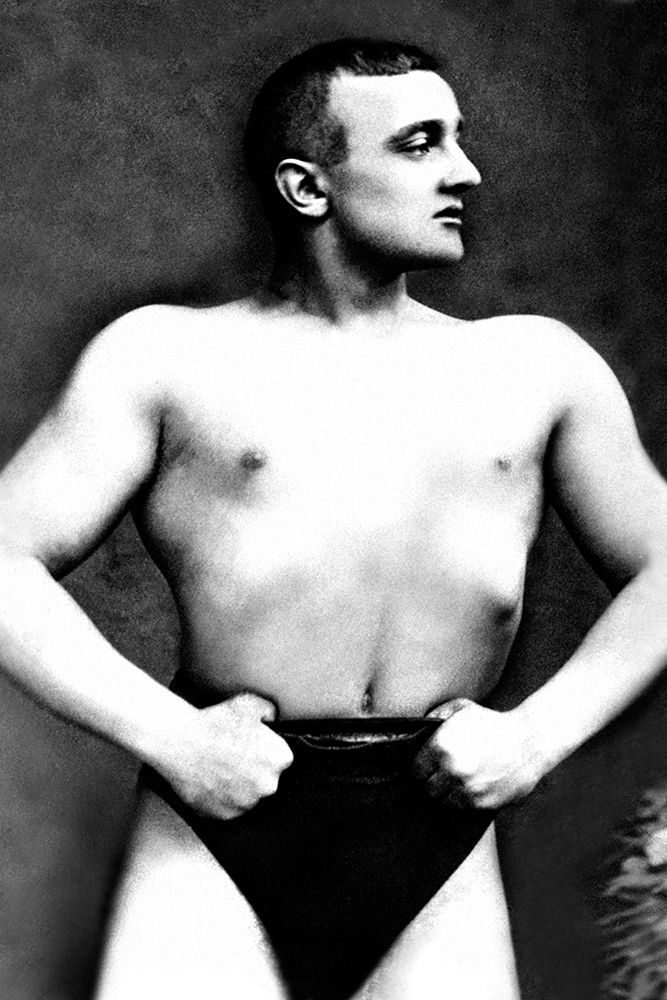 Bodybuilder with Thumbs Tucked in Belt art print by Vintage Muscle Men for $57.95 CAD