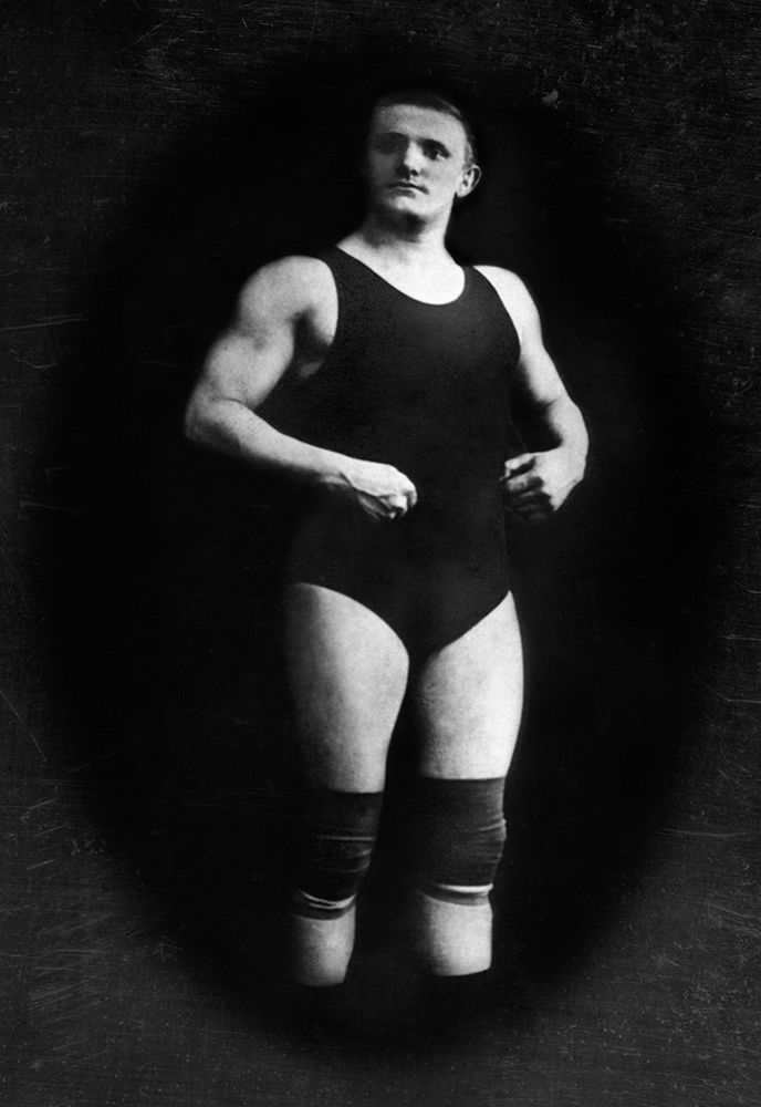Bodybuilder in Wrestling Outfit and Knee Pads art print by Vintage Muscle Men for $57.95 CAD