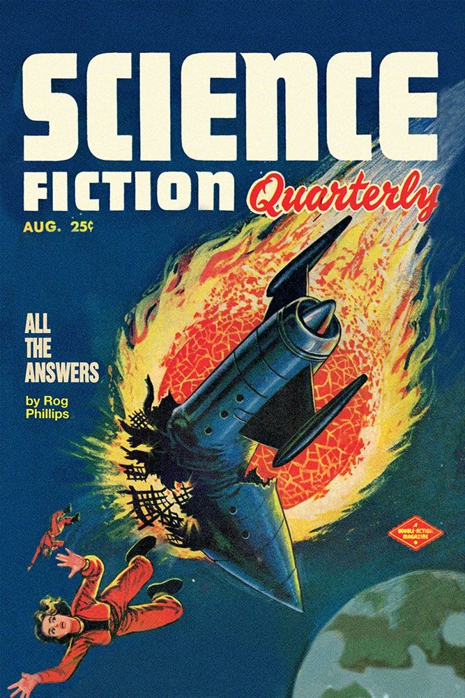 Science Fiction Quarterly: Comet Crashes into Rocket art print by Retrosci-fi for $57.95 CAD