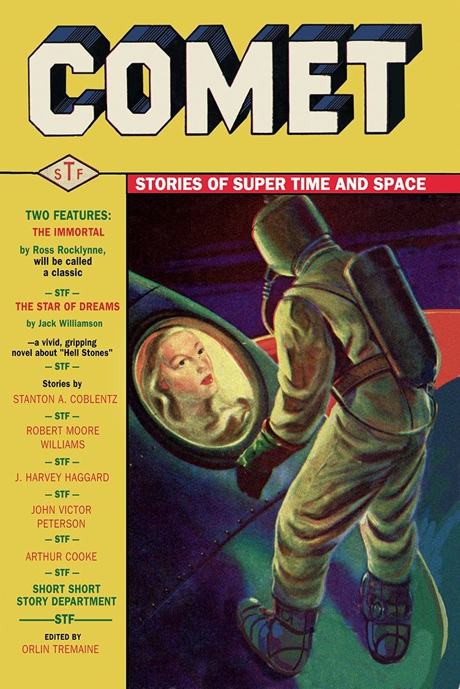Comet: Beautiful Woman in Rocket Window art print by Retrosci-fi for $57.95 CAD