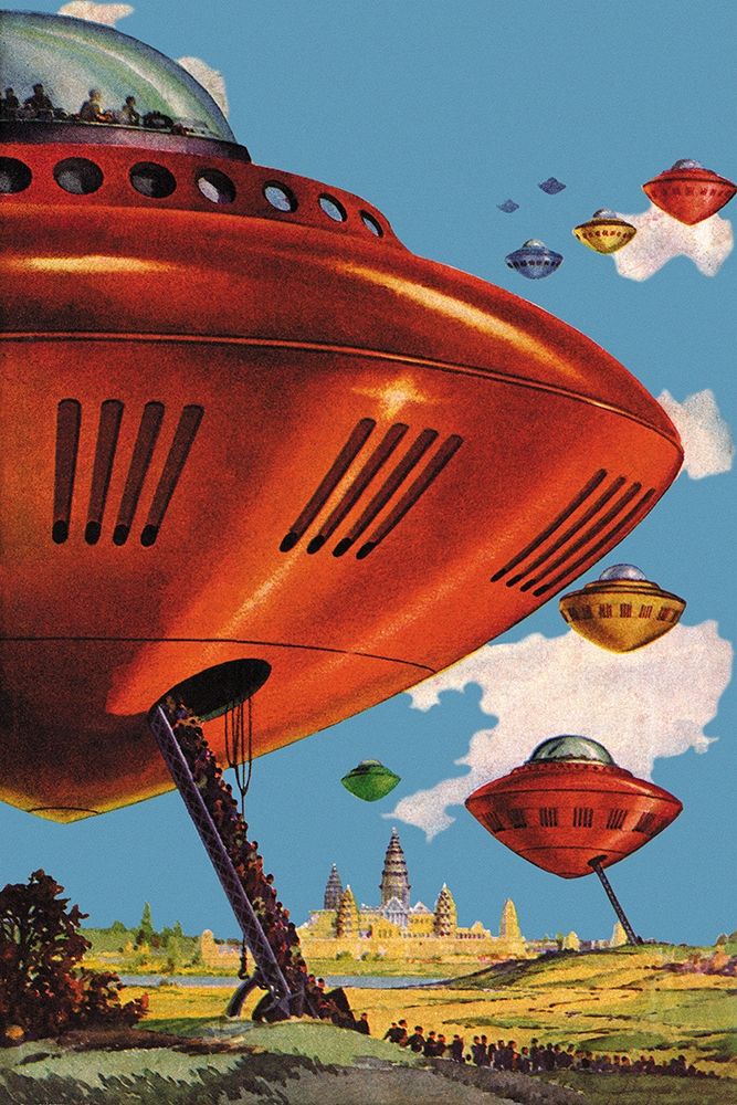 Spaceships at Angkor Wat art print by Retrosci-fi for $57.95 CAD