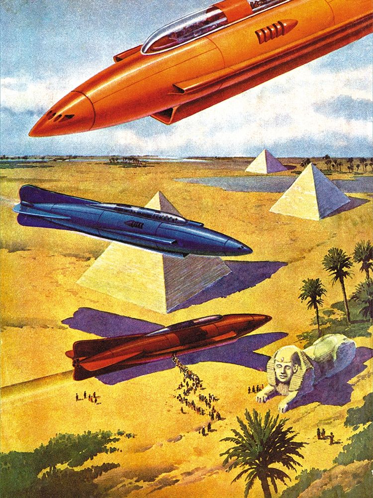 Spaceships in Ancient Egypt art print by Retrosci-fi for $57.95 CAD