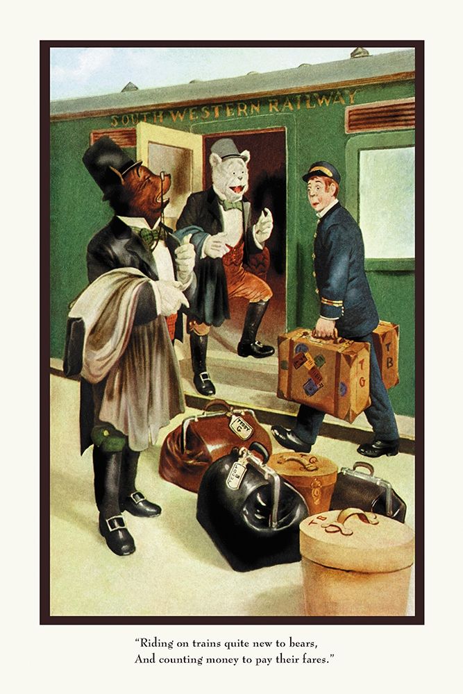 Teddy Roosevelts Bears: Teddy B and Teddy G Riding Trains art print by R.K. Culver for $57.95 CAD