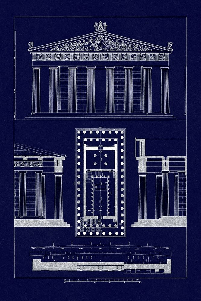 The Parthenon at Athens (Blueprint) art print by J. Buhlmann for $57.95 CAD