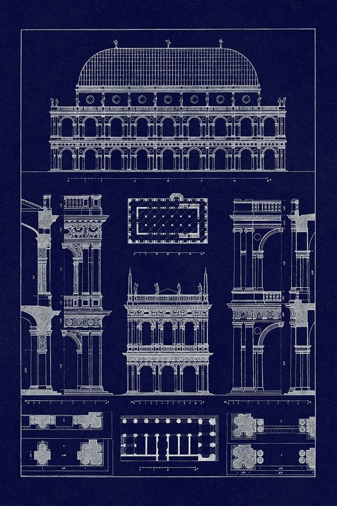 Basilica at Vicenza and Library of St. Marks at Venice (Blueprint) art print by J. Buhlmann for $57.95 CAD