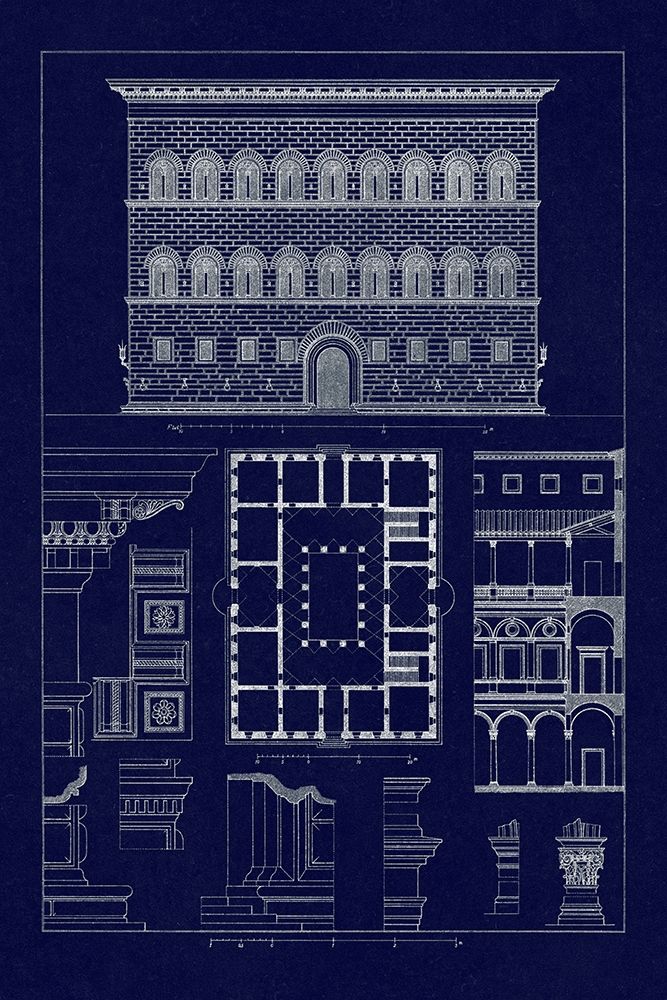 Palazzo Strozzi at Florence (Blueprint) art print by J. Buhlmann for $57.95 CAD