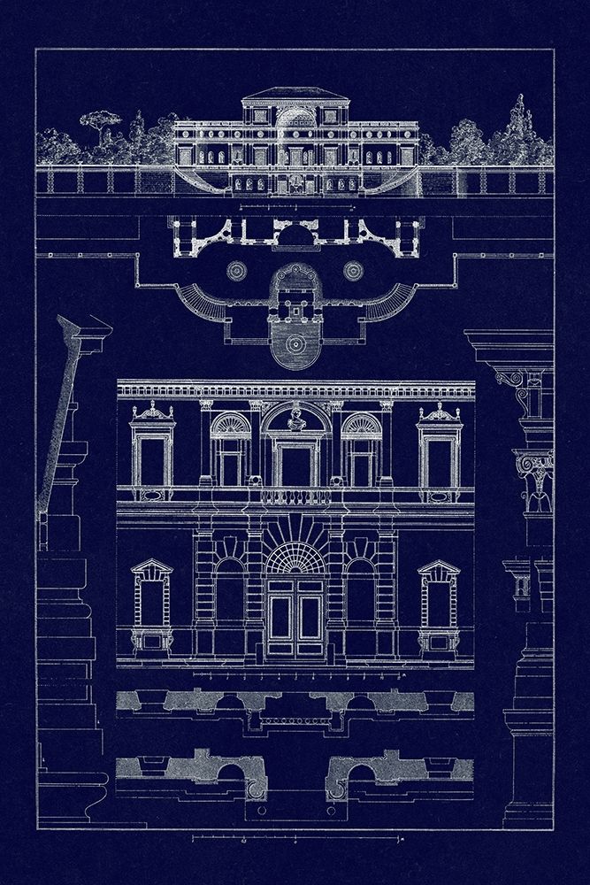 Villa Sacchetti, Villa Papa Giulio at Rome (Blueprint) art print by J. Buhlmann for $57.95 CAD