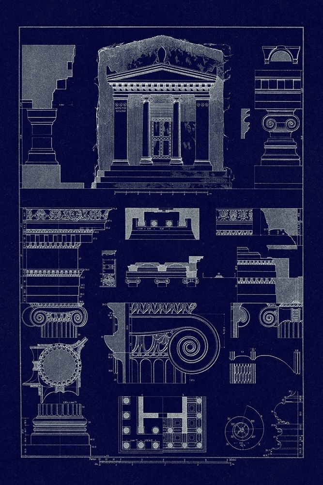 Tomb of Amyntas and Temple of Athena Polias (Blueprint) art print by J. Buhlmann for $57.95 CAD