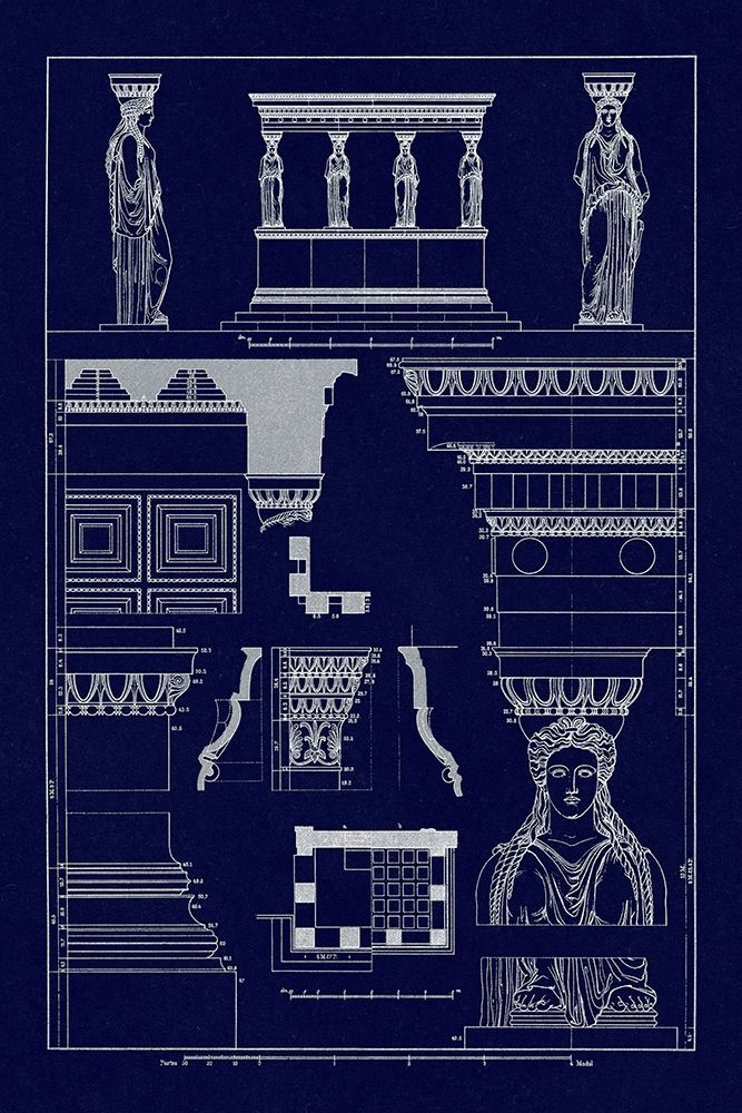 Porch of the Caryatids (Blueprint) art print by J. Buhlmann for $57.95 CAD