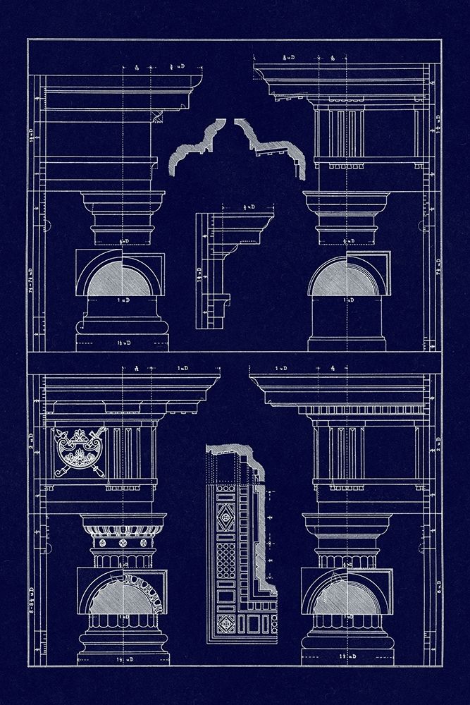Doric and Tuscan Orders (Blueprint) art print by J. Buhlmann for $57.95 CAD