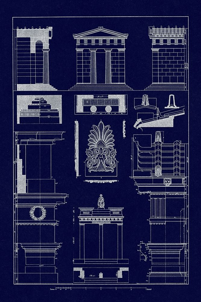 Temple of Diana, Monument of Thrasyllus (Blueprint) art print by J. Buhlmann for $57.95 CAD