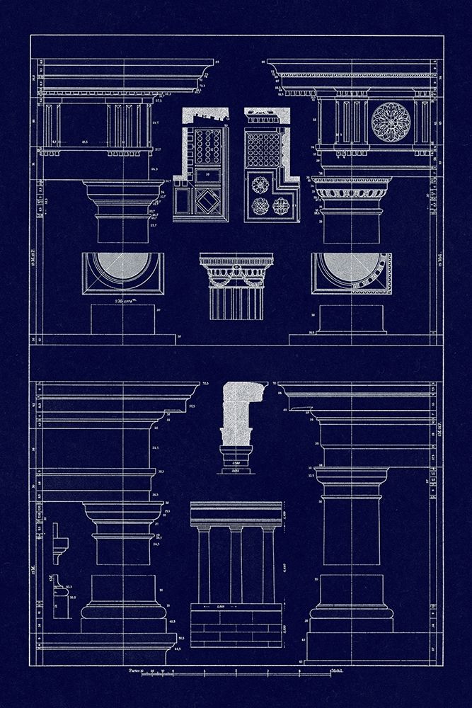 Doric, Tuscan Orders and Columns (Blueprint) art print by J. Buhlmann for $57.95 CAD