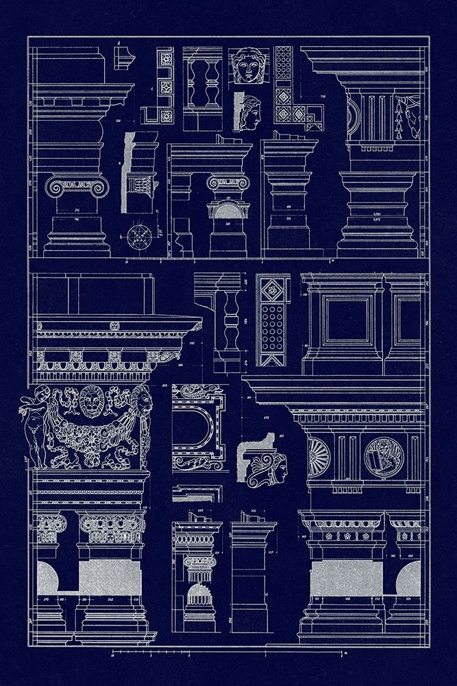 Details of Basilica at Vicenza and Library at Venice (Blueprint) art print by J. Buhlmann for $57.95 CAD