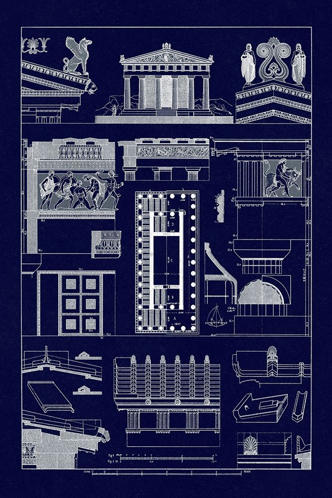 Temple of Athene and Theseus, Polychrome (Blueprint) art print by J. Buhlmann for $57.95 CAD