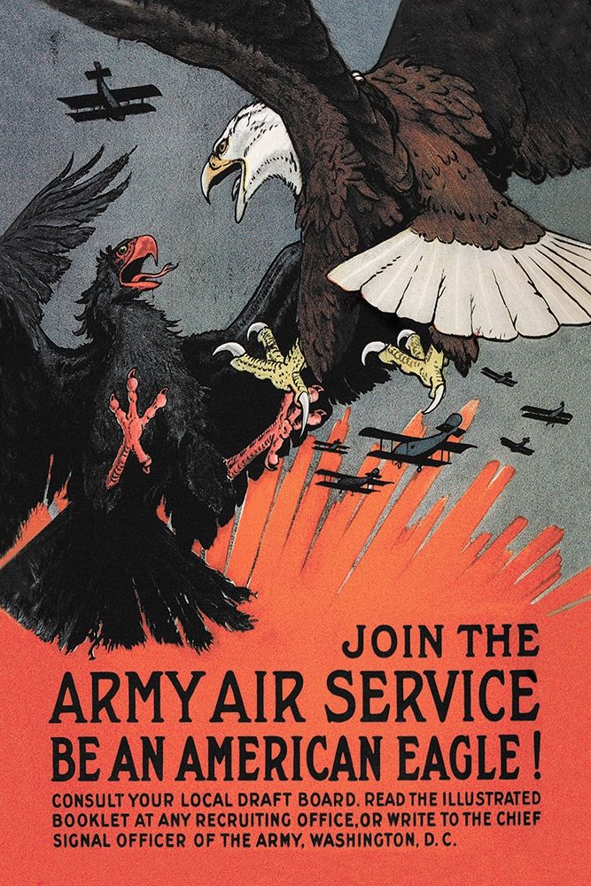 WWI: Join the Army Air Service: Be an American Eagle! art print by Charles Livingston Bull for $57.95 CAD