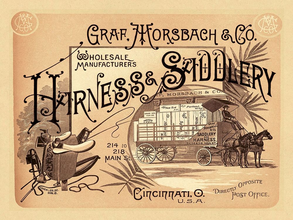 Saddles and Tack:  Graf, Morsbach and Co. Harness and Saddlery Catalog Cover art print by Unknown for $57.95 CAD