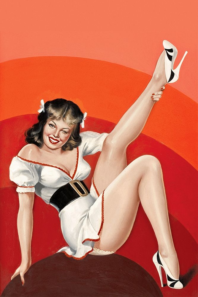 Mid-Century Pin-Ups - Titter Magazine - Winking Brunette art print by Peter Driben for $57.95 CAD
