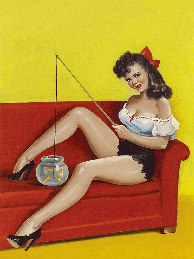 Mid-Century Pin-Ups - Joker Magazine - Fishin n funny art print by Peter Driben for $57.95 CAD